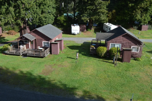Cabin #1, on the left, and Cabin #2, on the right, in the RV off season, October 1st through April 30th.